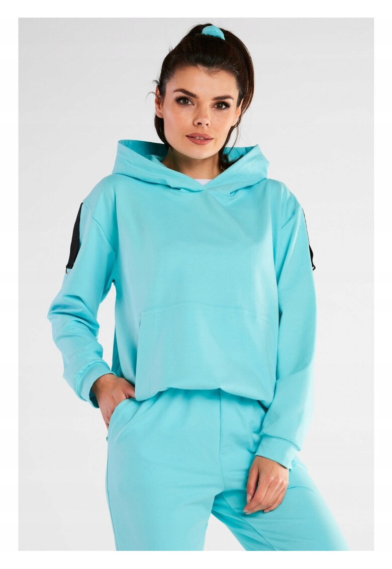 Hanorac dama - Bumbac/Elastan - Albastru - Albastru