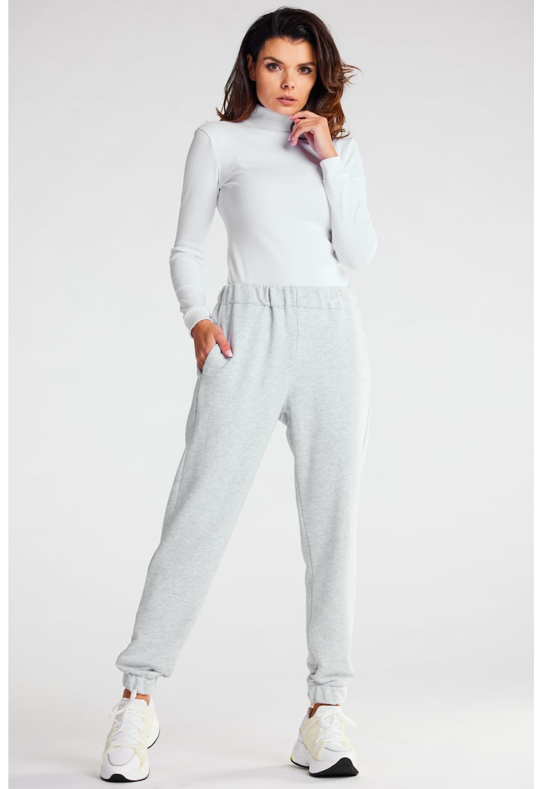 Pantaloni dama - Bumbac/Elastan - Gri - Gri