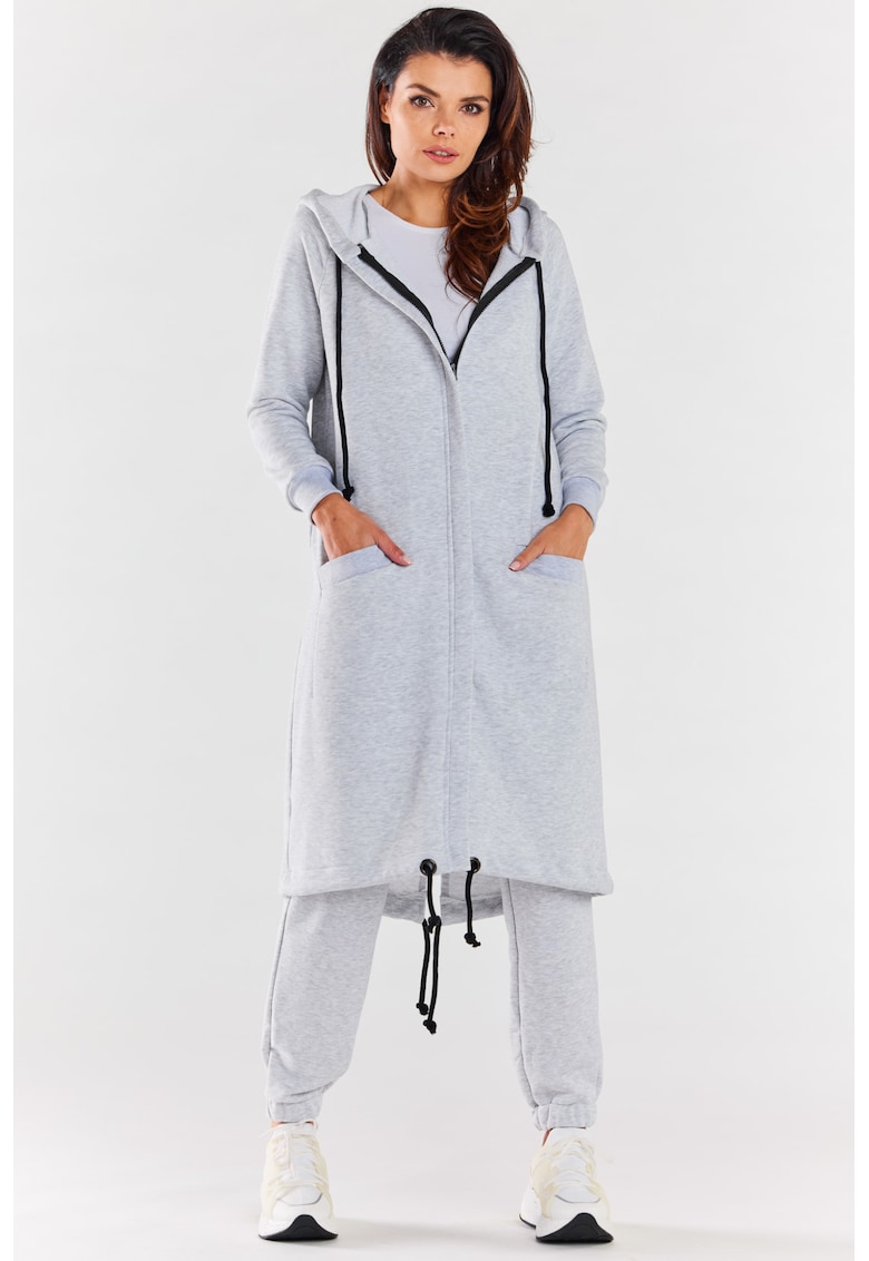 Hanorac dama - Bumbac/Elastan - Gri - Gri