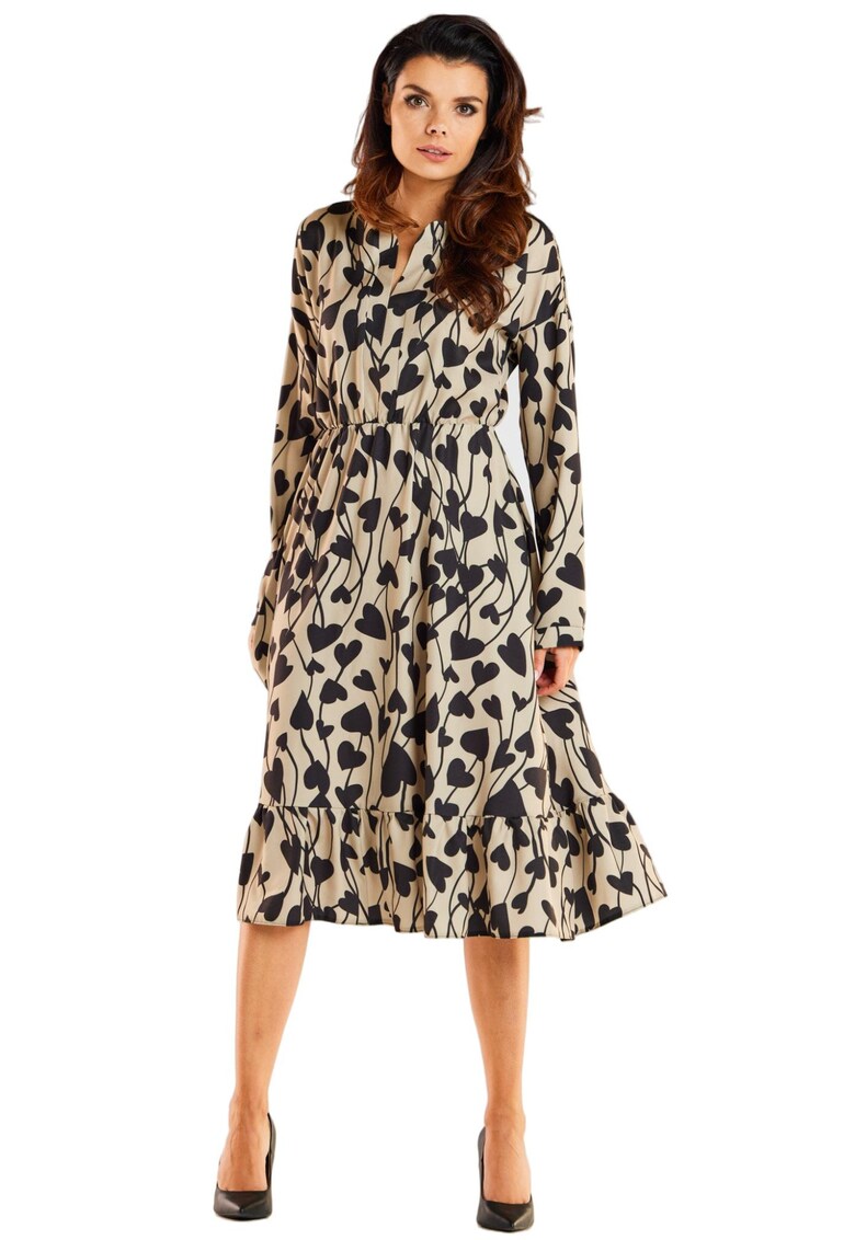 Sukienka A468 - Beige-Black hearts -