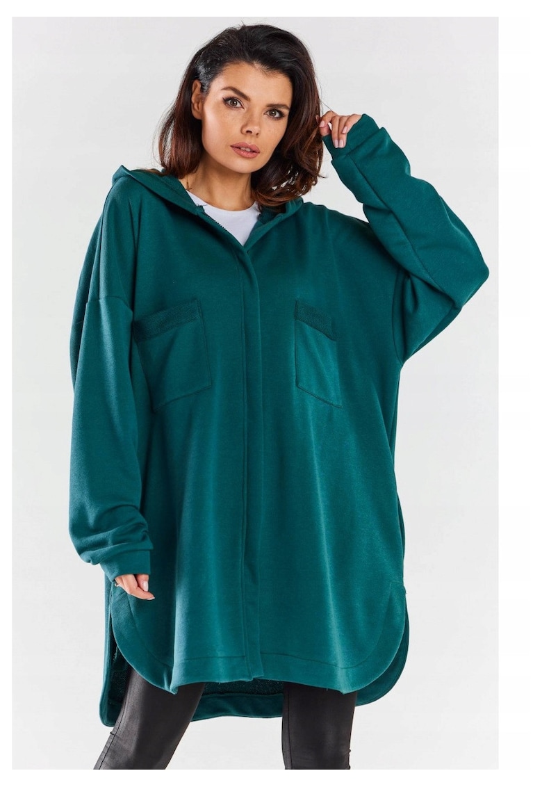 Hanorac de trening oversize cu fermoar - - Verde