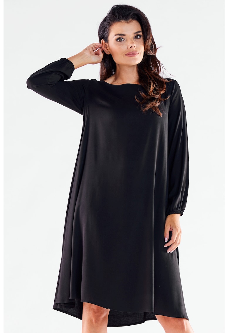 Negru Midi Rochie Maneca lunga - Elegant - Lejer A524