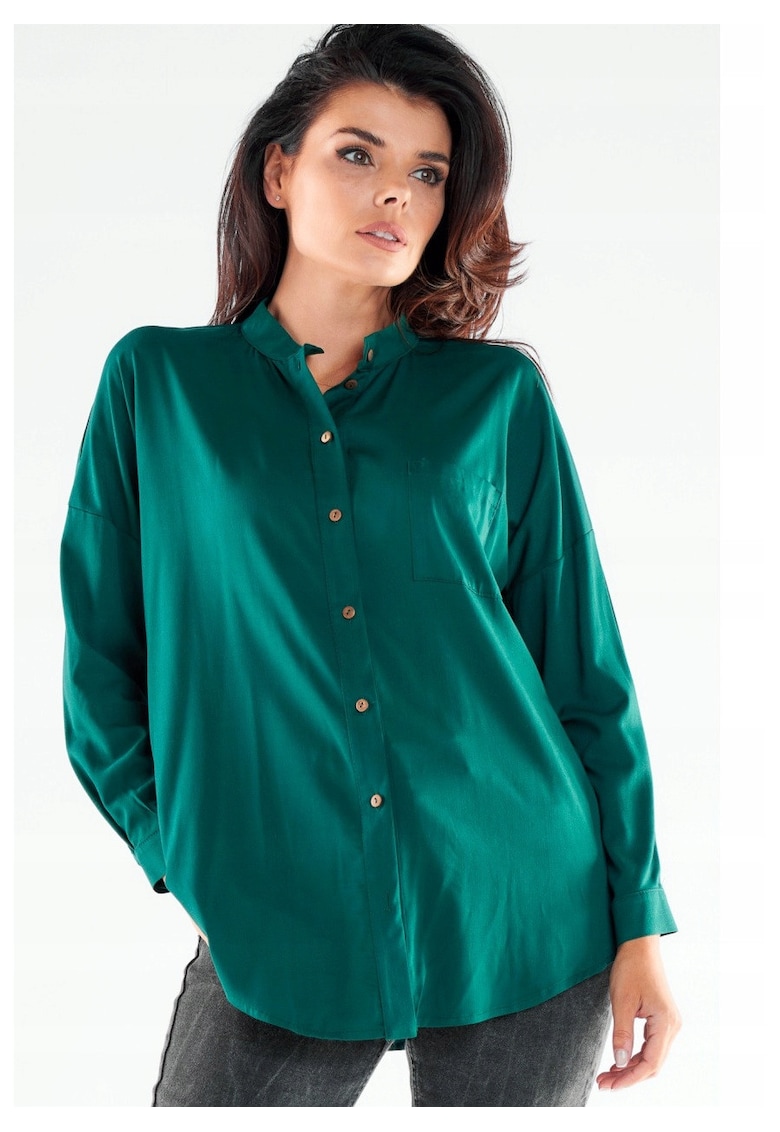 Camasa dama - Viscoza - Alb - Verde