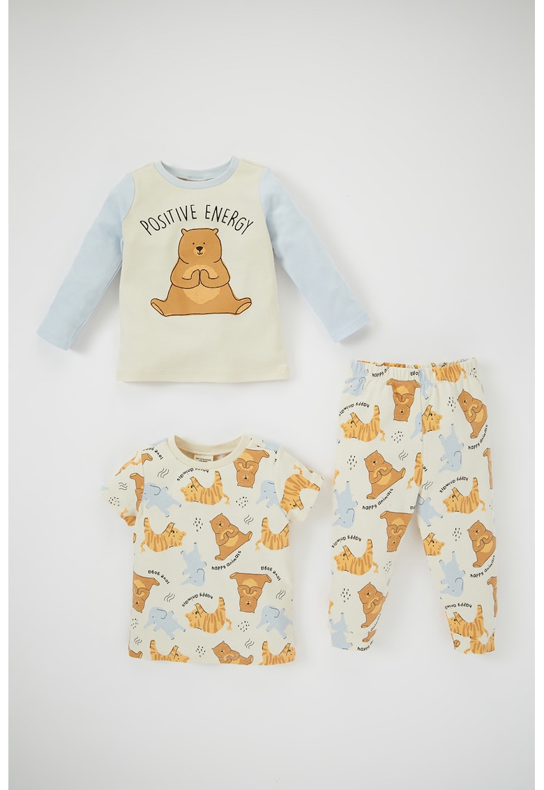Set de pijamale de bumbac cu imprimeu - 3 piese