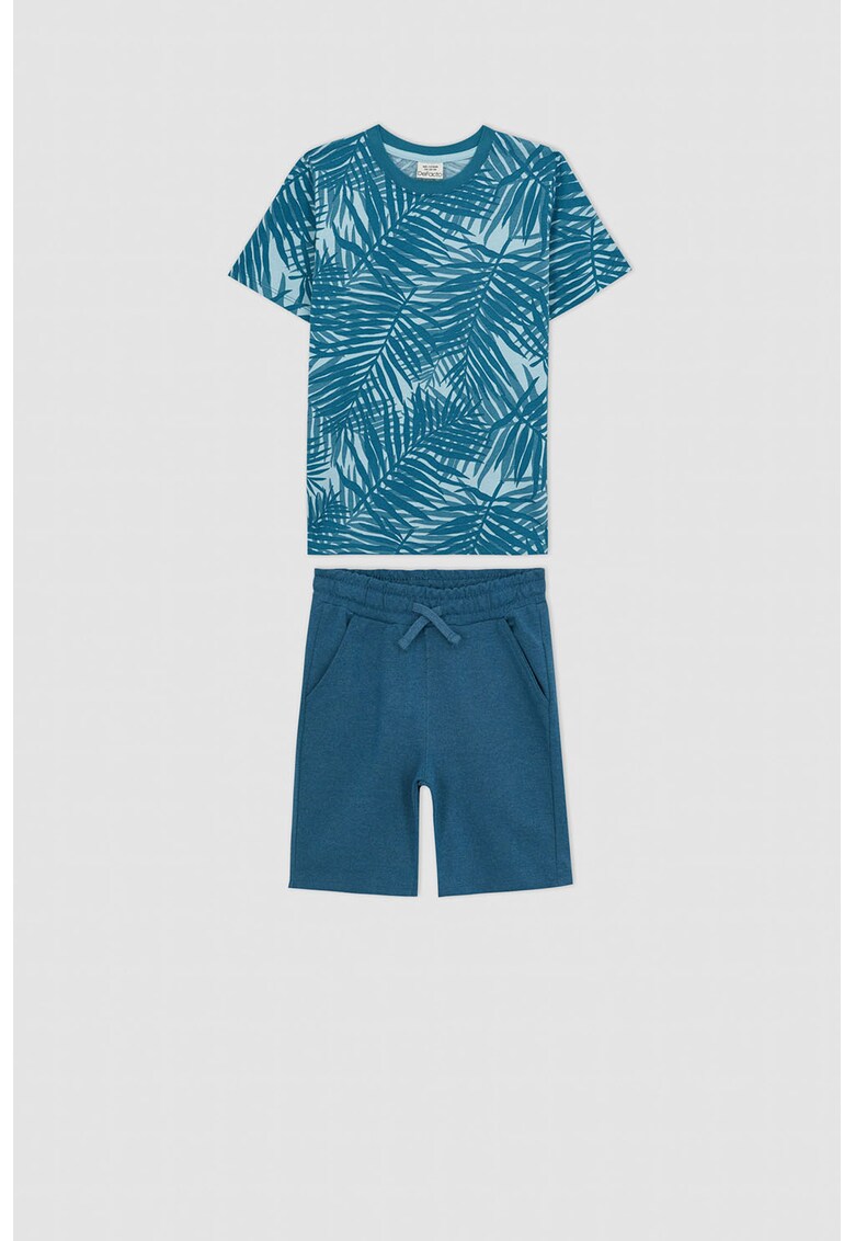 Set de tricou cu imprimeu si pantaloni scurti - 2 piese