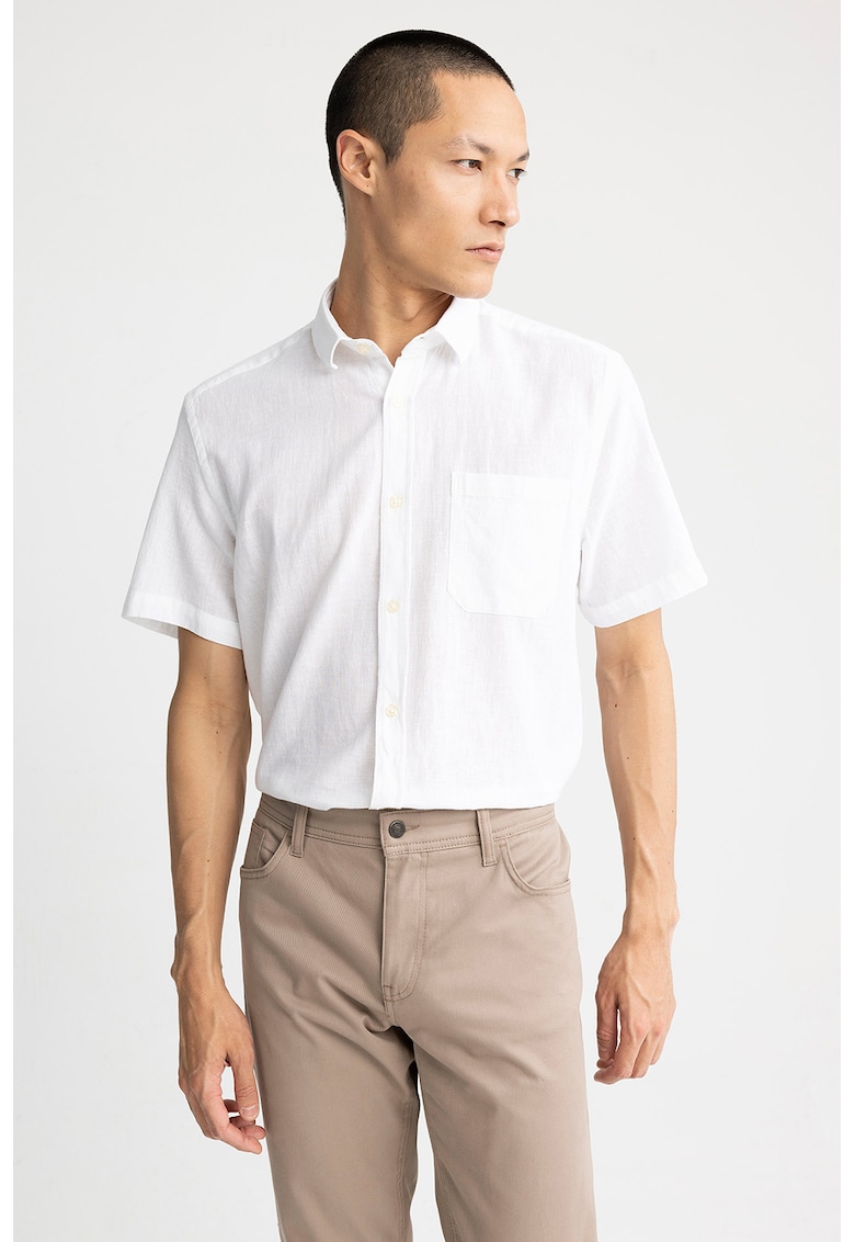 Camasa regular fit din amestec de in