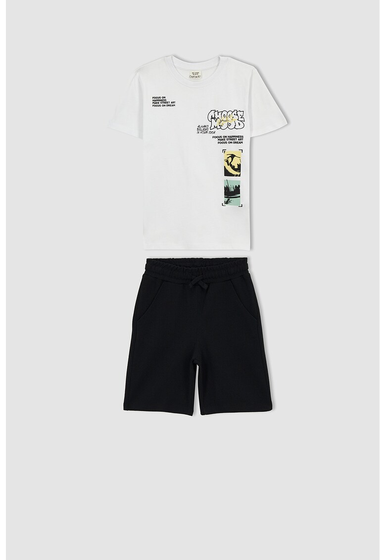 Set de tricou cu imprimeu si pantaloni scurti