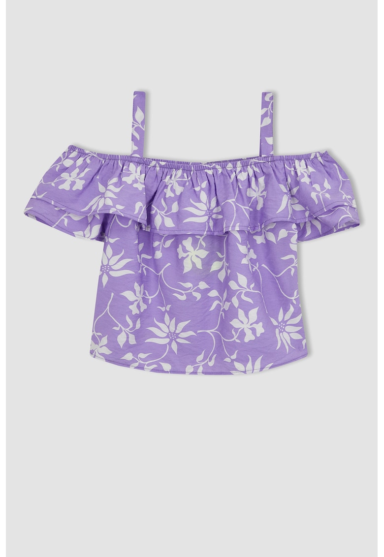 Bluza cu imprimeu si decupaje pe umeri