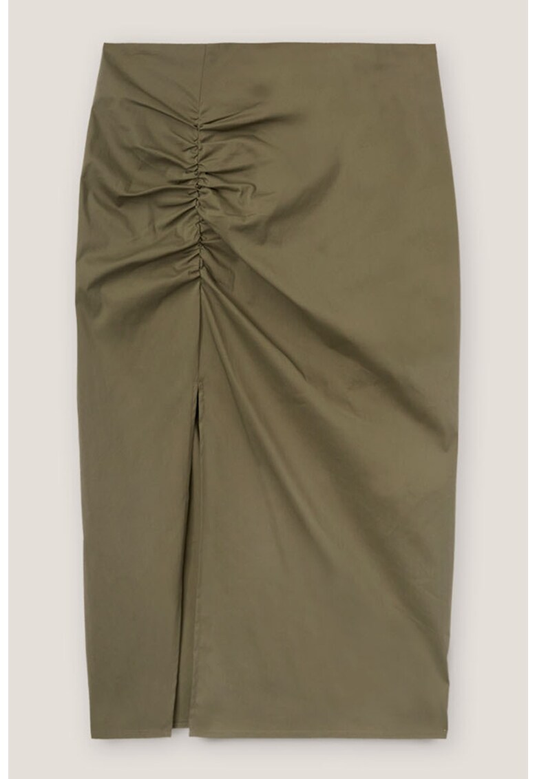 Fusta midi cu slit lateral