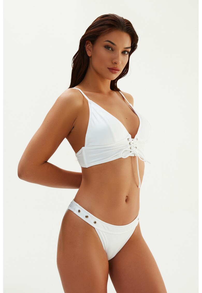 Costum de baie cu doua piese si snururi laterale
