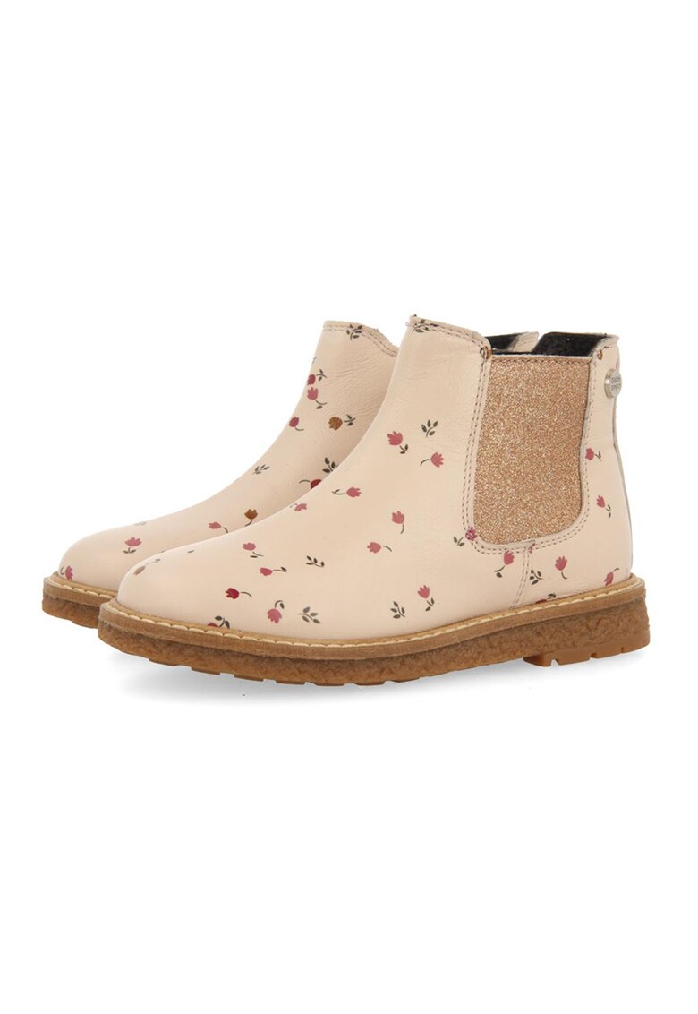 Ghete chelsea de piele cu moel floral elvenes