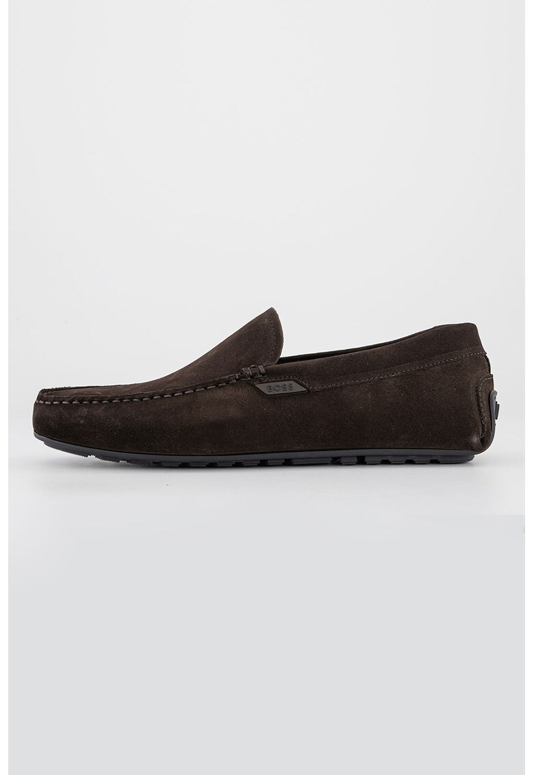 Pantofi loafer din piele intoarsa sintetica cu logo discret