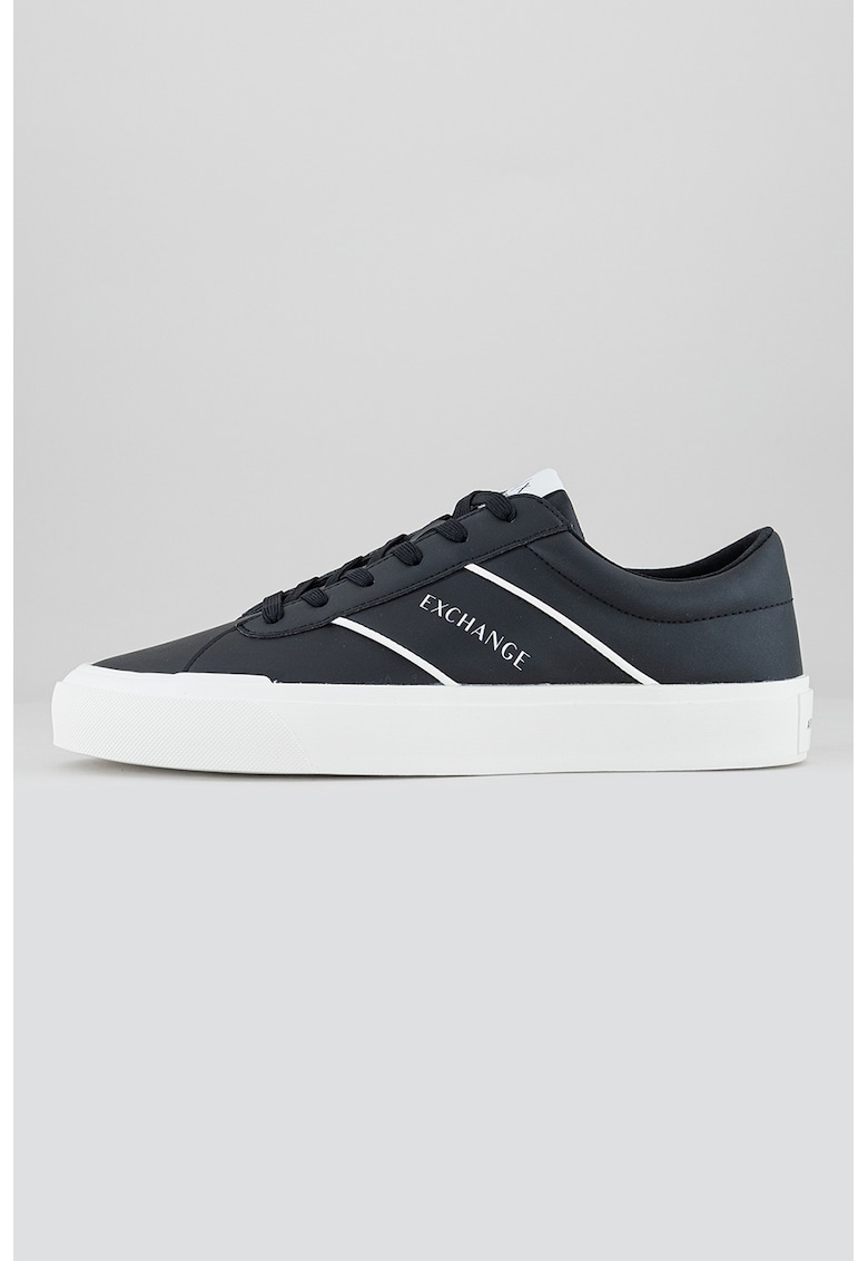 Pantofi sport low-cut de piele ecologica cu detaliu logo