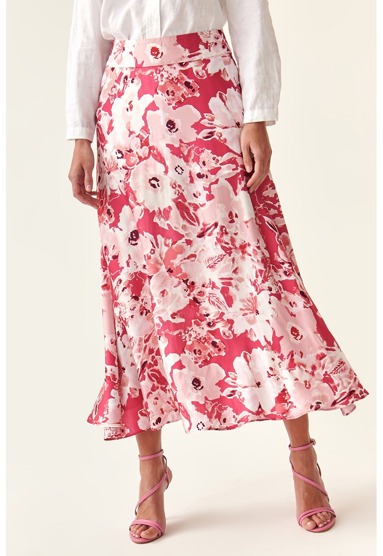 Fusta midi evazata cu imprimeu floral