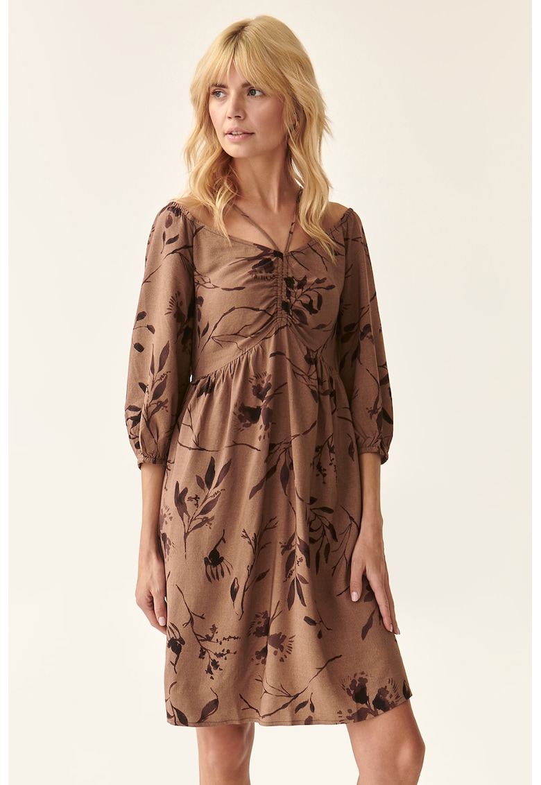 Rochie cu imprimeu si decolteu barcuta Rochie cu imprimeu si decolteu barcuta