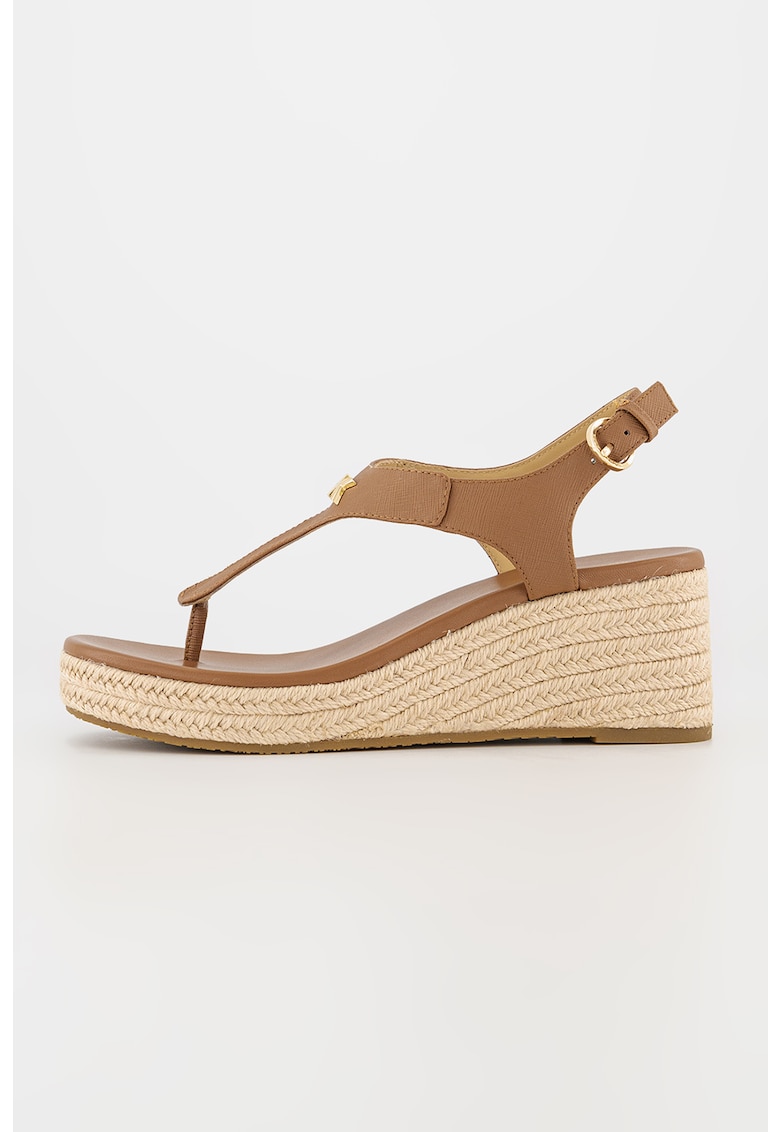 Sandale-espadrile wedge de piele saffiano Laney