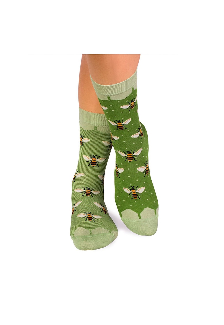 Sosete bambus FINE BAMBOO Bees - Verde