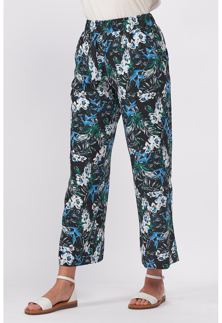 Pantaloni crop cu imprimeu floral