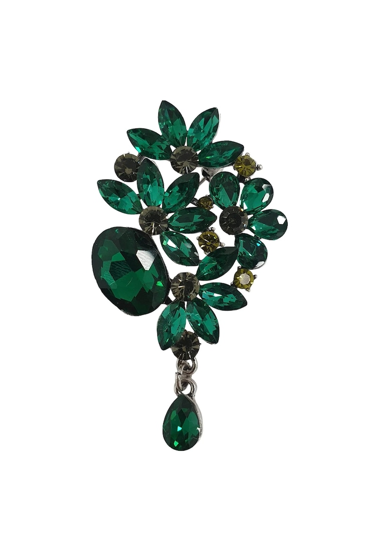 Brosa argintie - cu pietre verzi - Vesla C3 - Brosa argintie - cu pietre verzi - Vesla C3 -