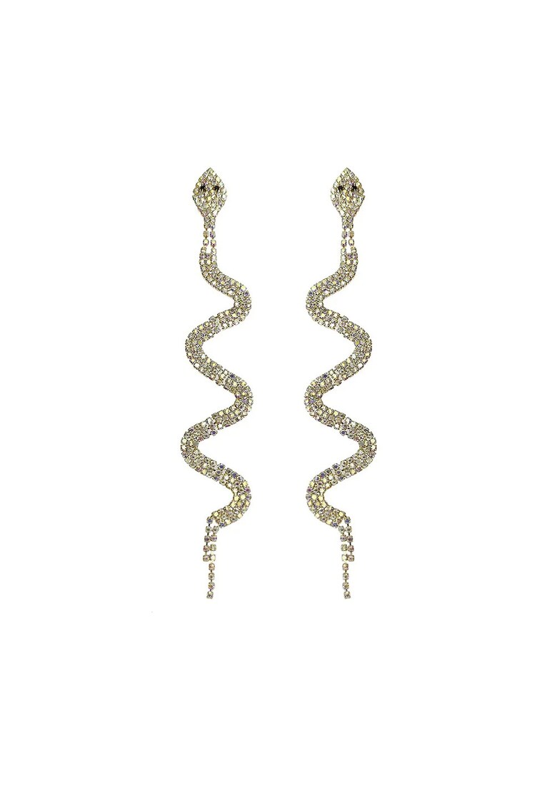 Cercei aurii - lungi - forma de sarpe - cu pietre - Zelda C1 -