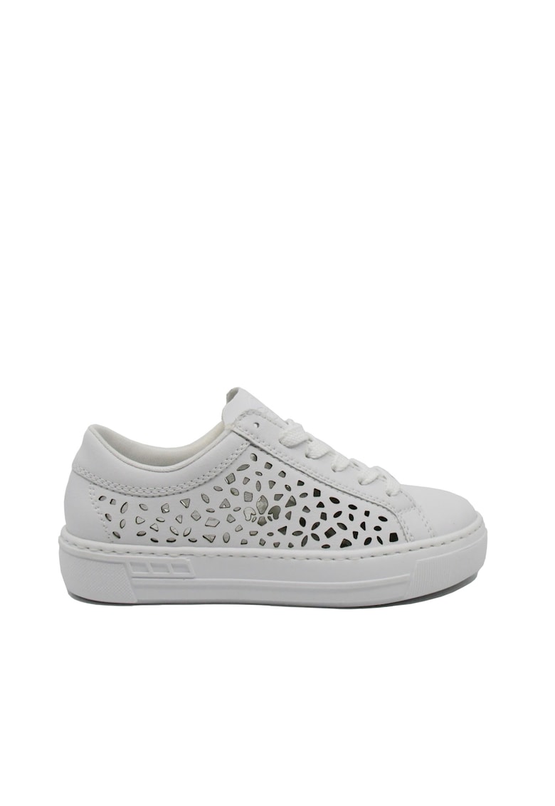 Pantofi casual sport albi perforati din piele naturala