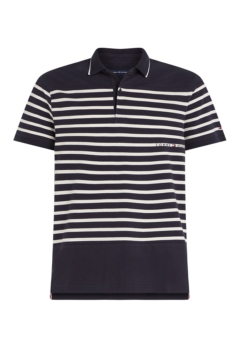 Tricou polo de bumbac organic cu model in dungi