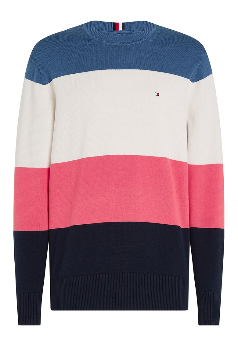 Tommy Hilfiger Пуловер с овално деколте и дизайн с цветен блок за Мъже Tommy Hilfiger Пуловер с овално деколте и дизайн с цветен блок за Мъже