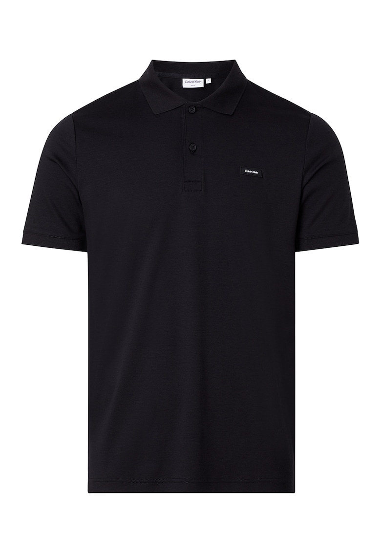 Tricou polo slim fit de bumbac organic - Negru