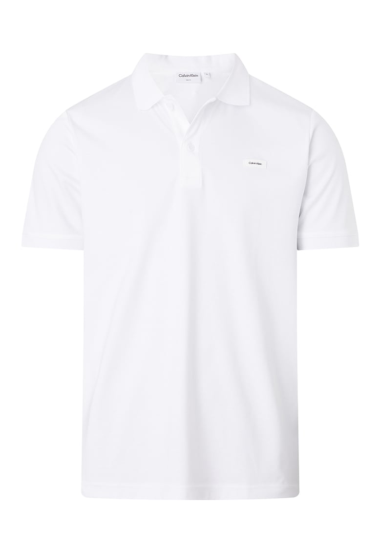 Tricou polo slim fit de bumbac organic - Alb
