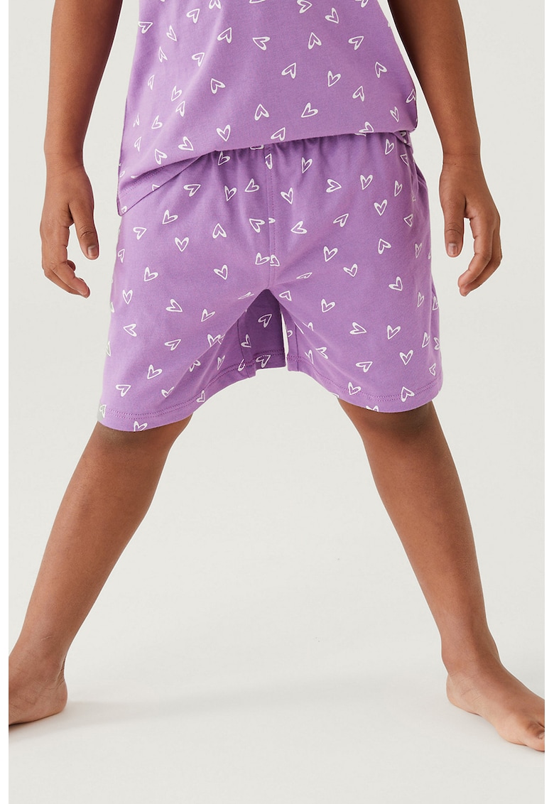Set de pijamale cu maneci scurte si imprimeu - 4 piese