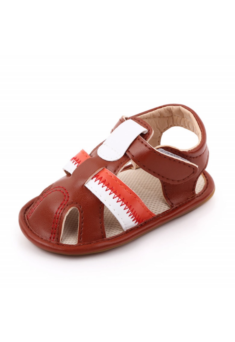 Sandale Cu Barete Pentru Baietei - Dungi - Piele ecologica - Maro