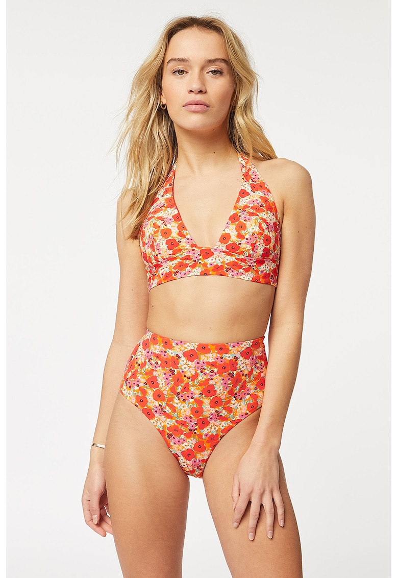 Sutien de baie cu cupe triunghiulare si model floral Paolla