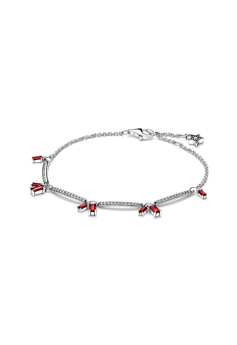 Bratara ajustabila tip Firecraker Argint 925 Zirconiu si Cristal Rosu