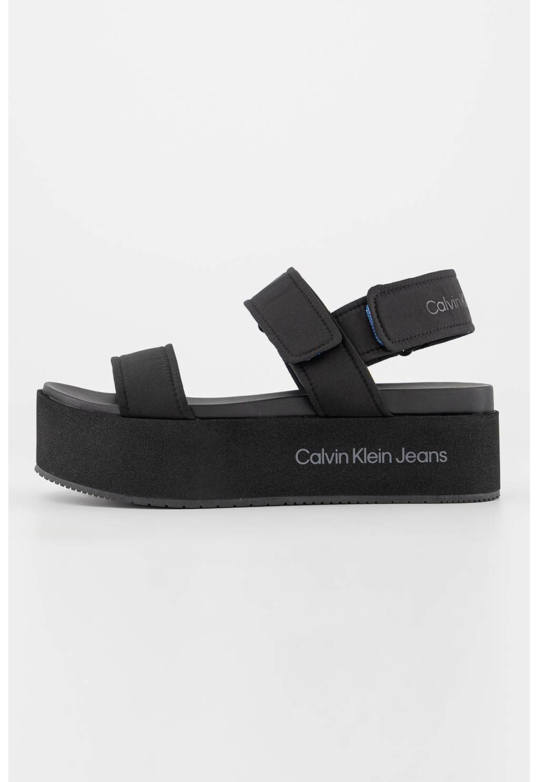 Sandale flatform cu velcro Calvin Klein Jeans imagine super redus 2022