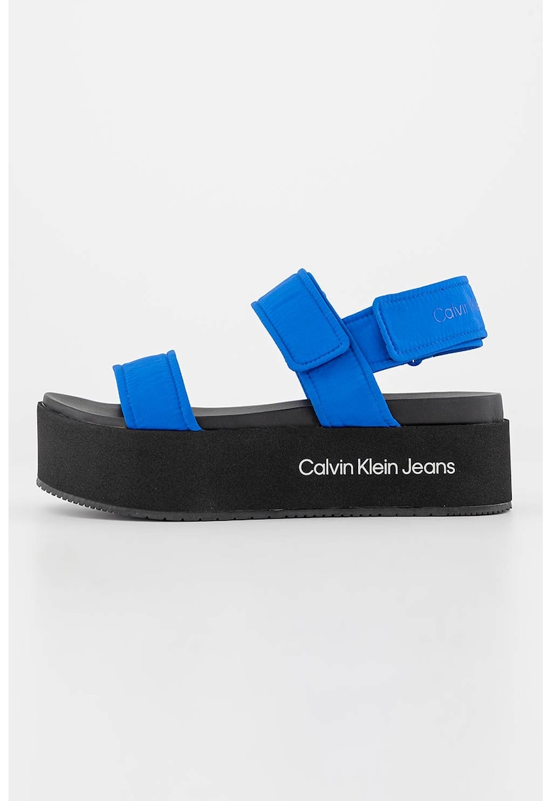 Sandale flatform cu velcro - Albastru - CALVIN KLEIN JEANS - imagine 1