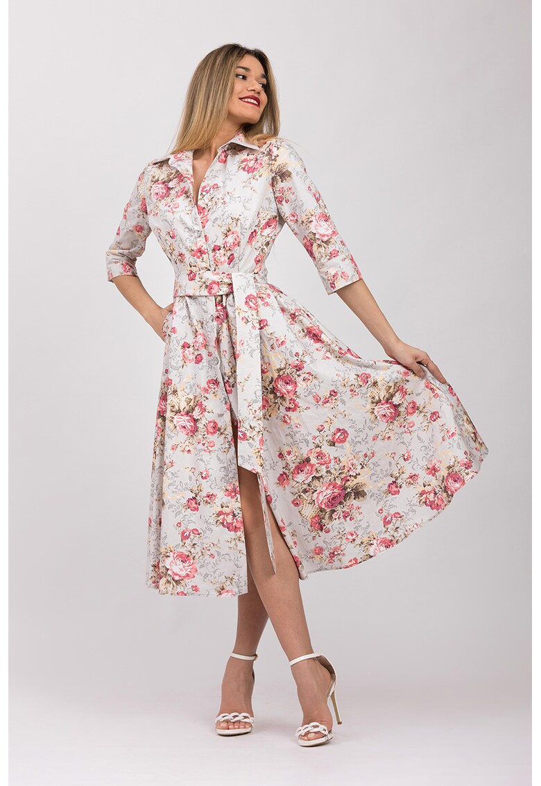Rochie-camasa evazata cu model