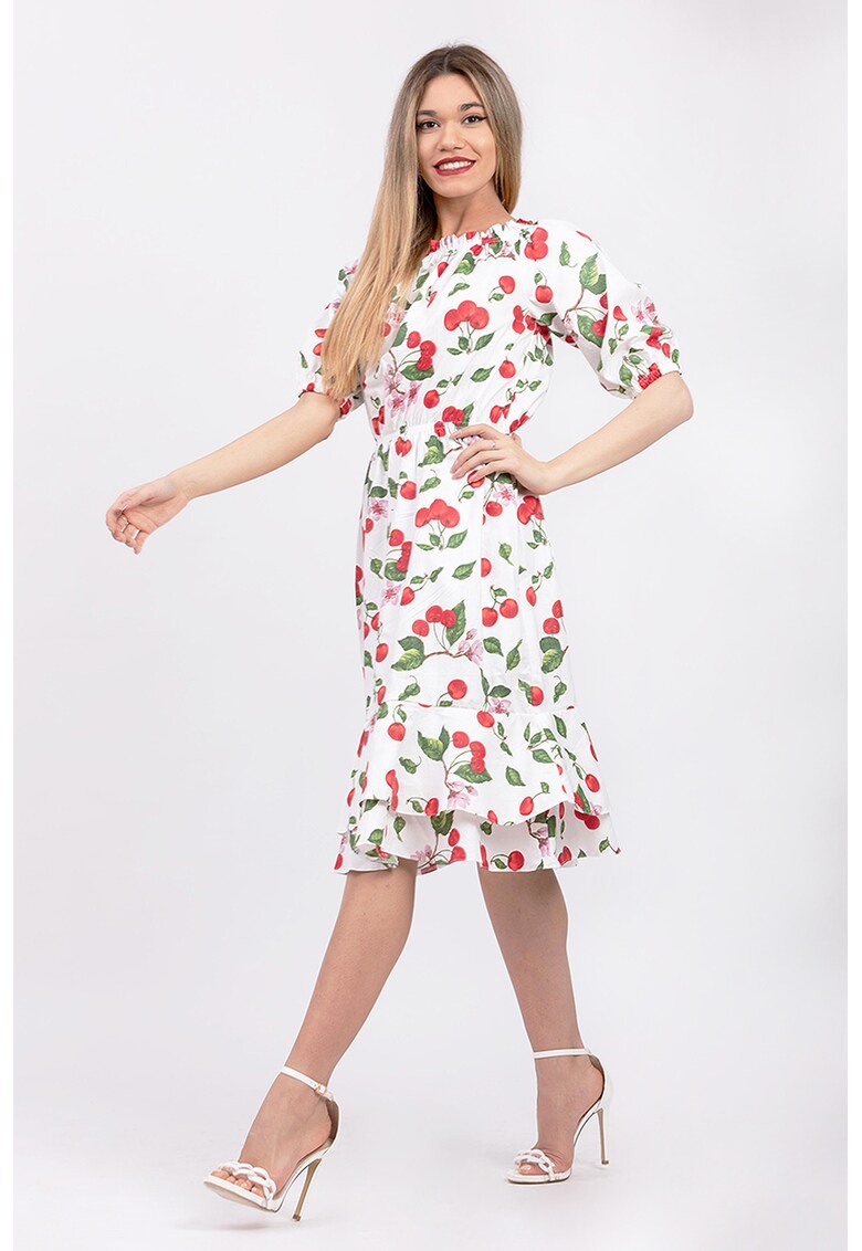 Rochie midi cu maneci bufante