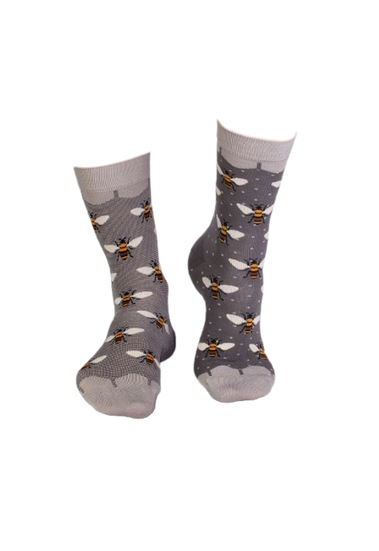 Sosete bambus FINE BAMBOO Bees - Gri