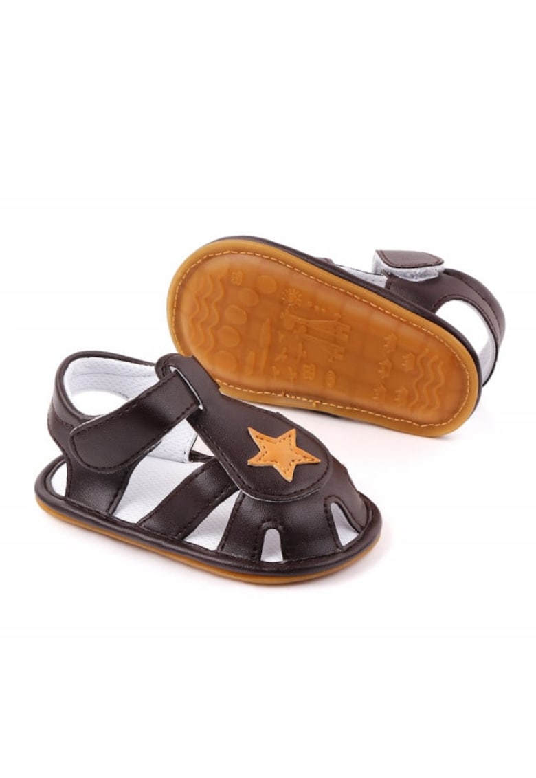 Sandale Cu Stea Galbena - Piele ecologica - Baieti - Maro