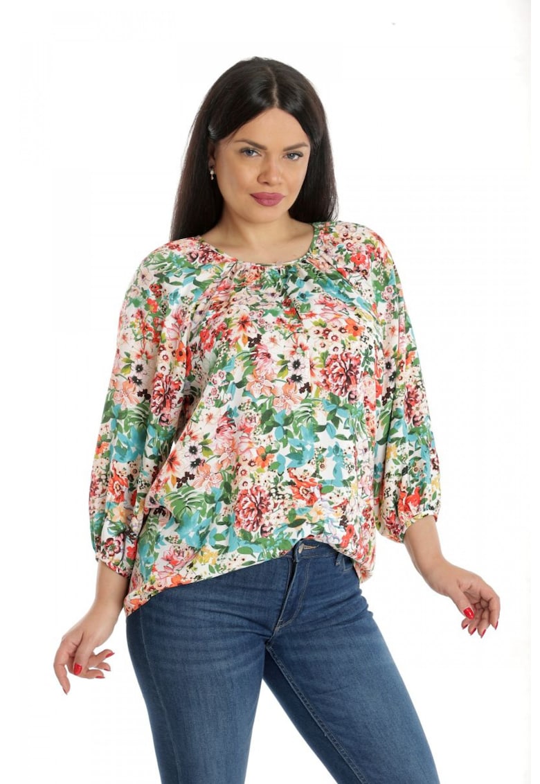 888141923-Bluza Dama - Ampla - Multicolora cu model Floral