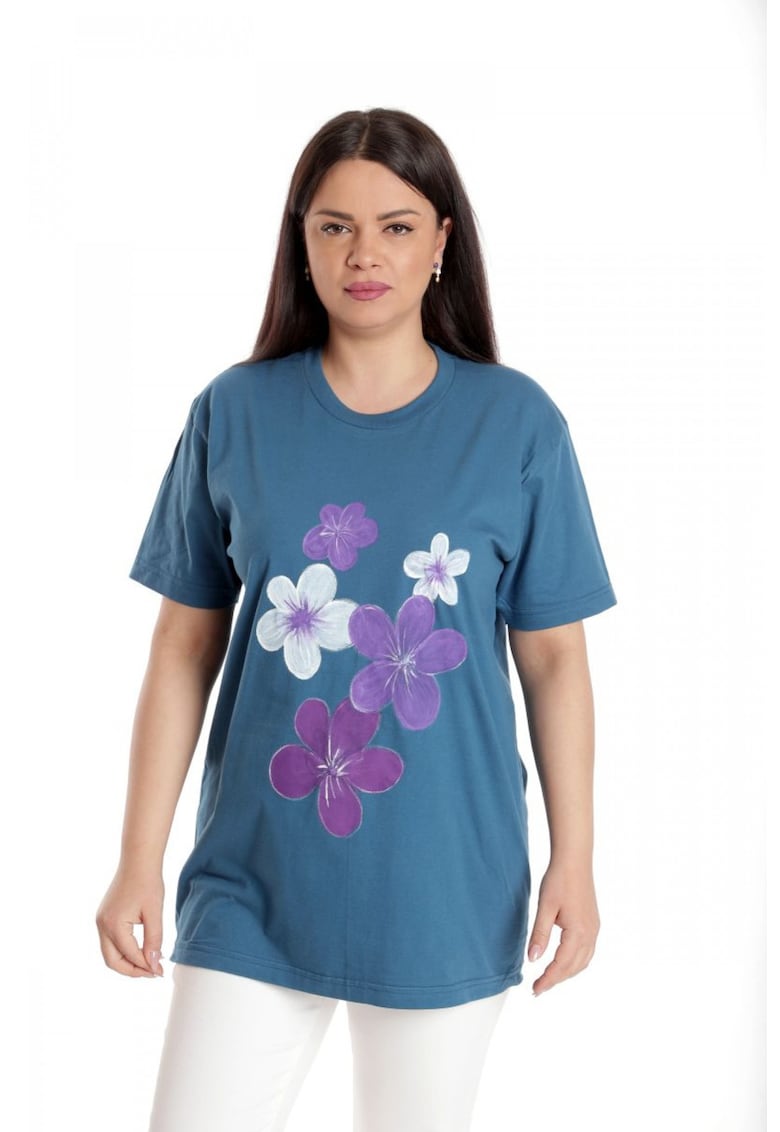 888141922-Bluza Dama - Albastru cu Pictura Murala II