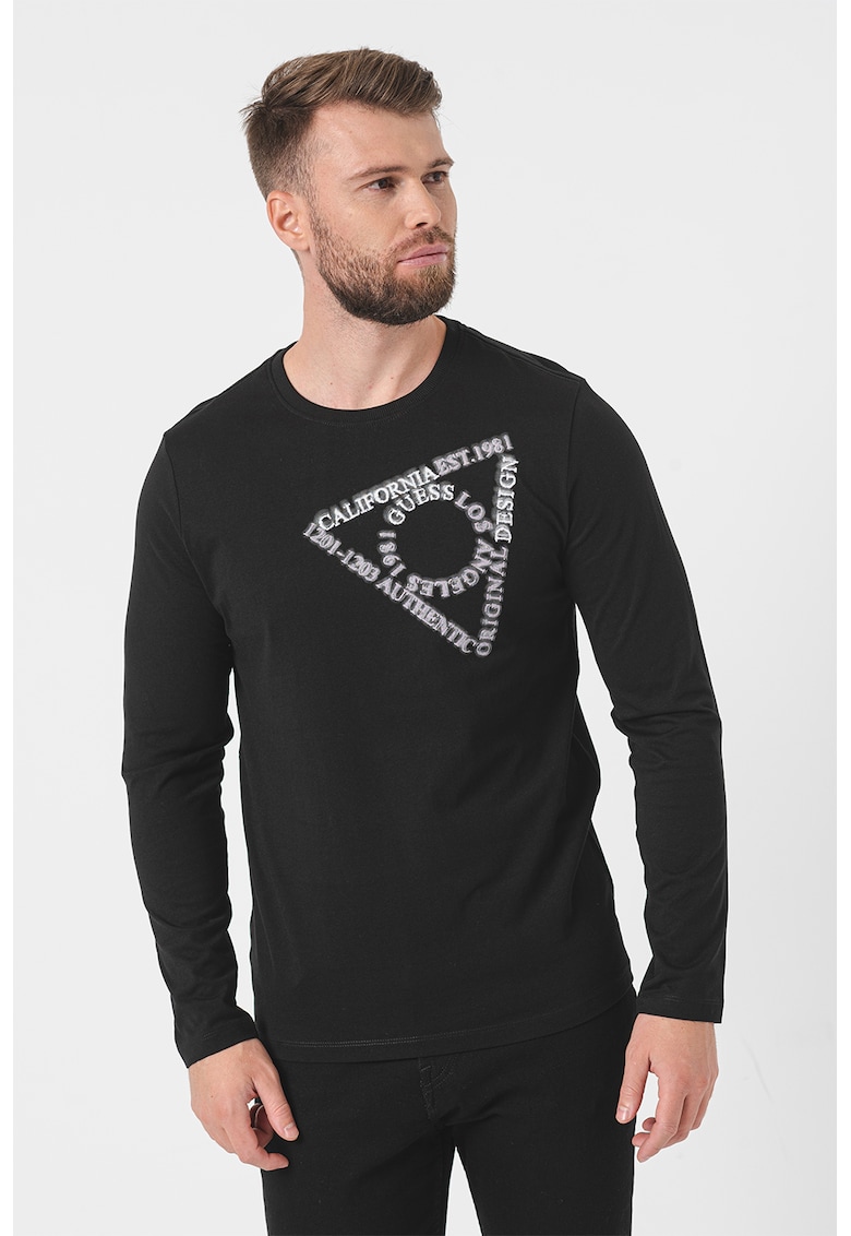 Bluza slim fit de bumbac - Negru