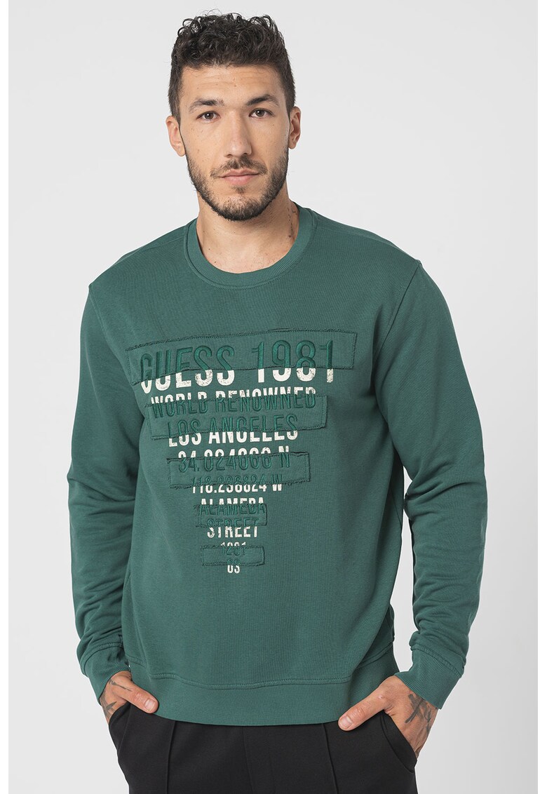 Bluza sport din amestec de bumbac cu model logo si text