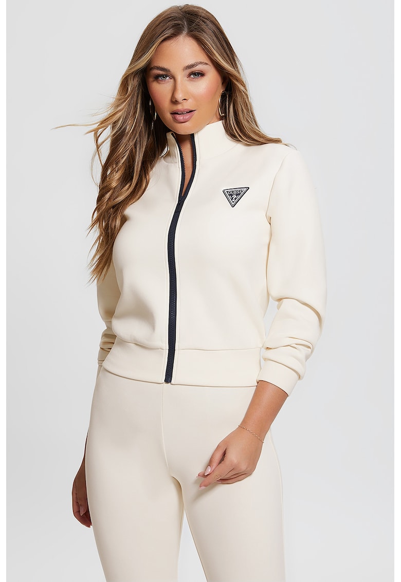 Bluza cu fermoar pentru antrenament - Crem