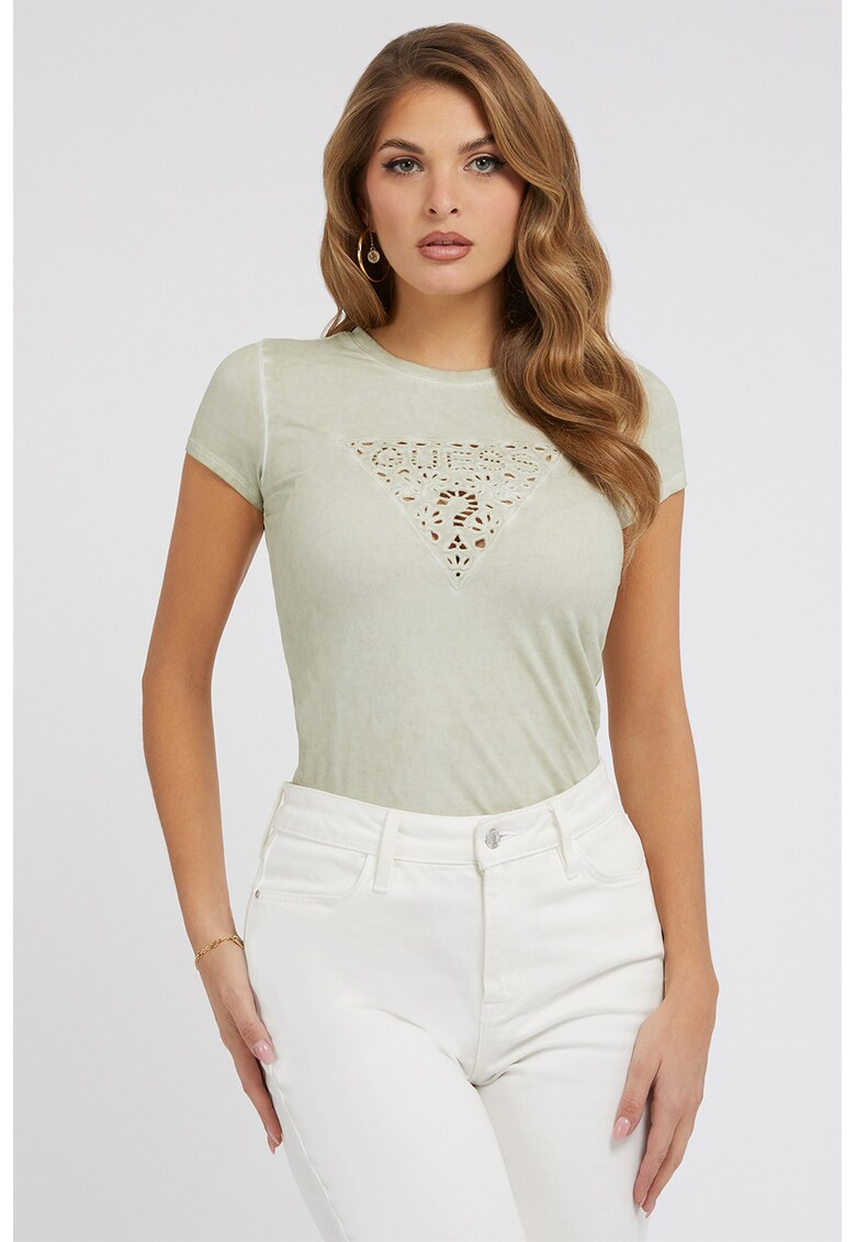 Tricou din amestec de bumbac organic cu logo brodat