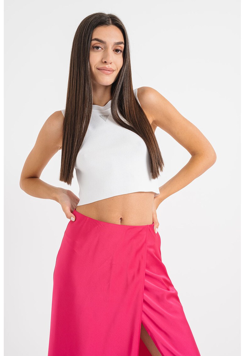 JEANS - Top crop cu decolteu la baza gatului