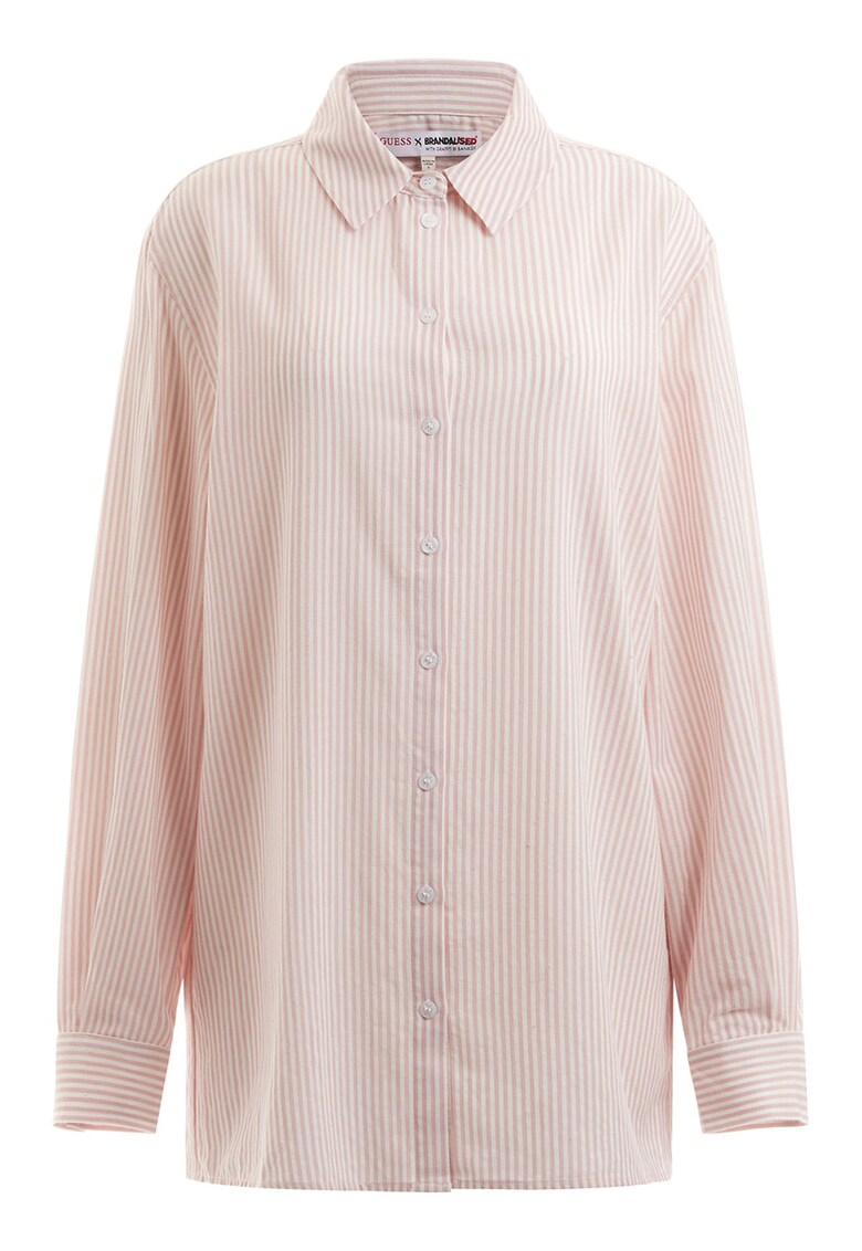 Camasa din amestec de bumbac cu model - Alb/Roz