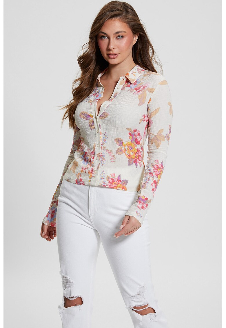 Camasa slim fit cu model floral