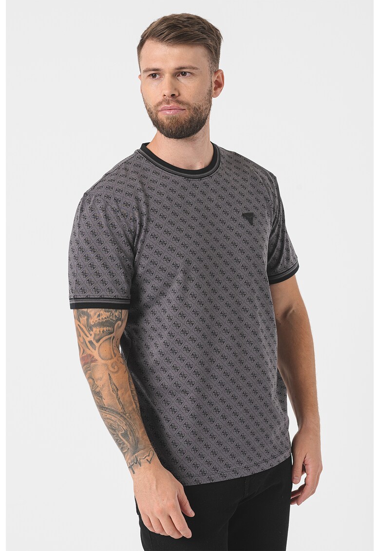 Tricou cu model - pentru fitness - Negru/Gri inchis