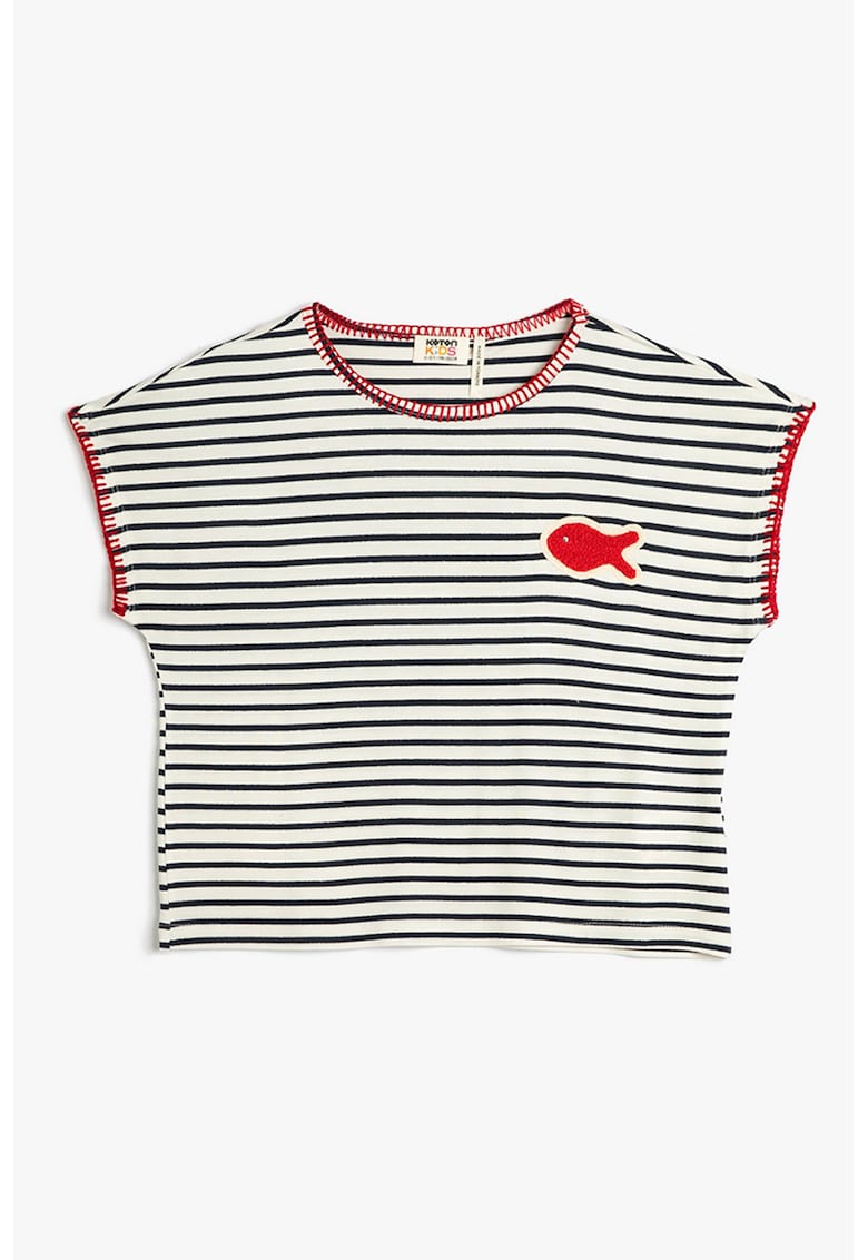 Tricou cu model in dungi si cusaturi contrastante